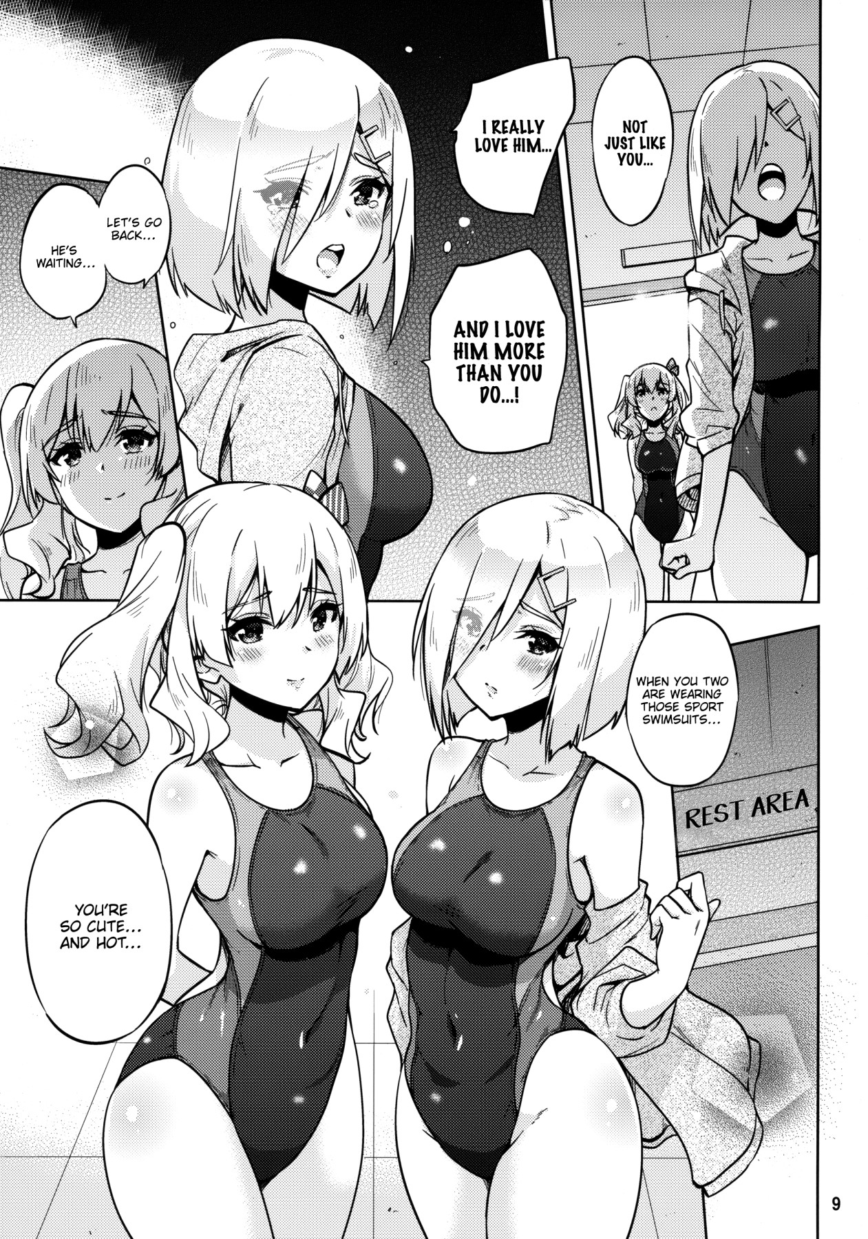 Hentai Manga Comic-Together with Kashima and Hamakaze Wearing Sport Swimsuits-Read-10